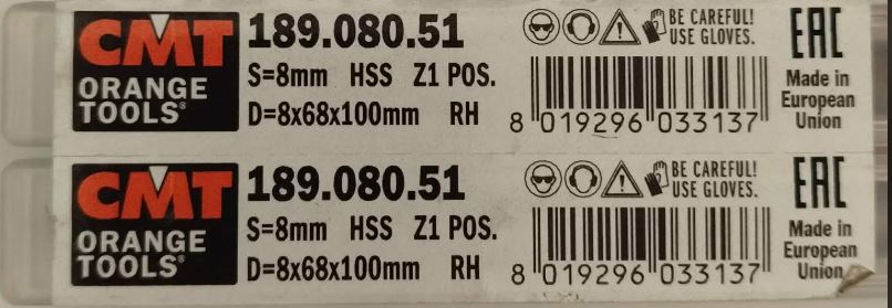 Fraise hélicoïdale pour aluminium — queue 8 mm · actif Ø8 × 68 mm — CMT 189.080.51 3