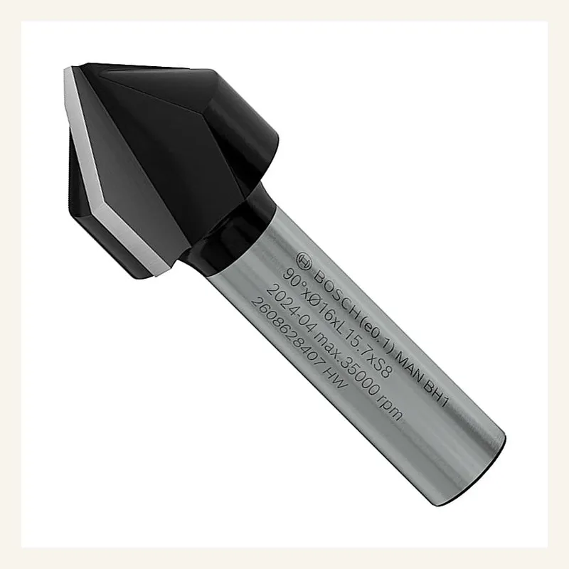 Fraise à rainurer en V 90° — queue 8 mm · actif Ø16 × 15,7 mm — Bosch 2608628407 2