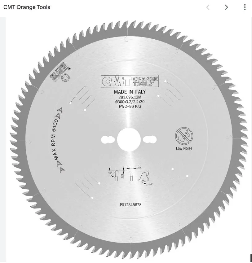 Disque pour scie à panneaux — CMT 281.096.12M — bois, MDF, mélaminé et panneaux stratifiés — 300 mm, 96 dents 2