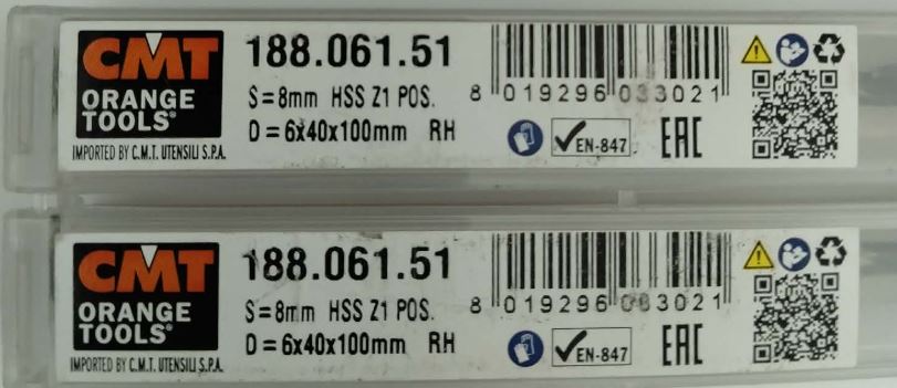 Fraise hélicoïdale pour aluminium — queue 8 mm · actif Ø6 × 40 mm — CMT 188.061.51 3