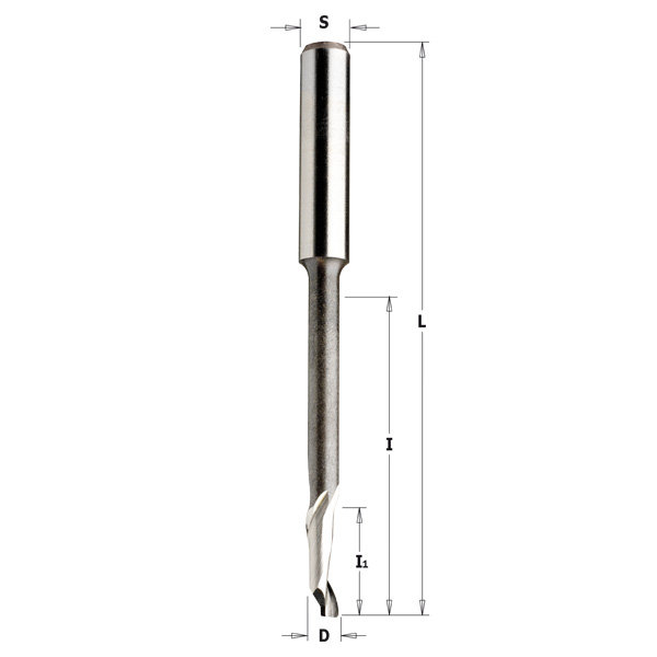 Fraise hélicoïdale pour aluminium — queue 8 mm · actif Ø5 × 55 mm — CMT 189.052.51 2