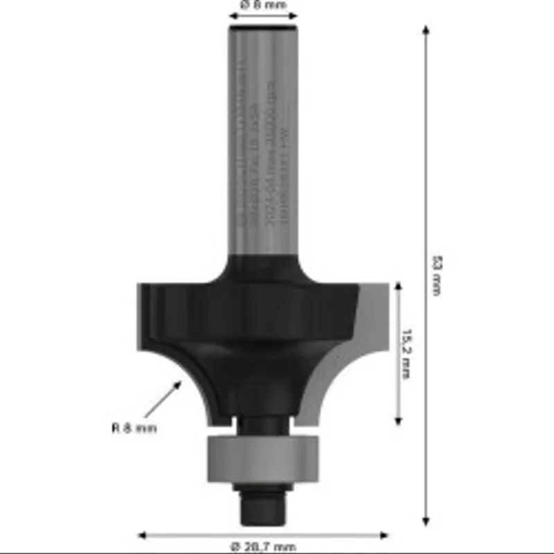Fraise à arrondir R8 — queue 8 mm · actif Ø28,7 × 15,2 mm — Bosch 2608628341 2