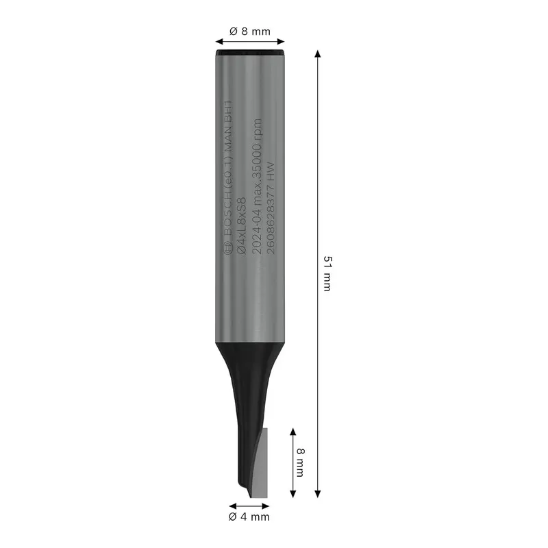 Fraise droite — queue 8 mm · actif Ø4 × 8 mm — Bosch 2608628377 3
