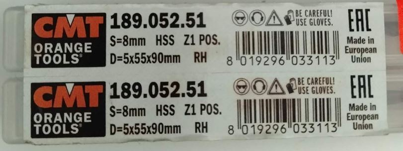 Fraise hélicoïdale pour aluminium — queue 8 mm · actif Ø5 × 55 mm — CMT 189.052.51 3