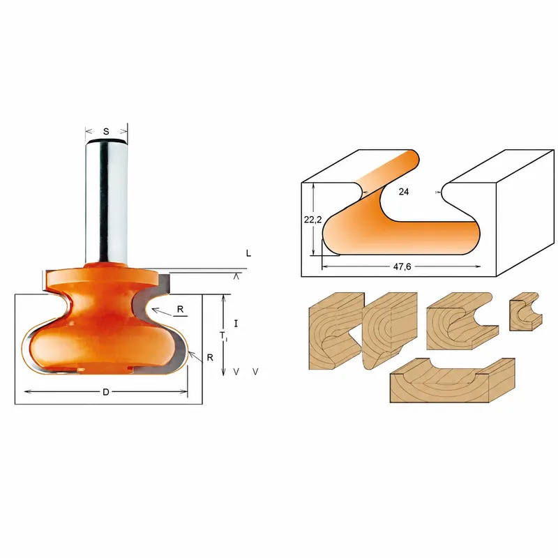 Fraise Finger Pull pour poignée intégrée — queue 8 mm · actif Ø19,05 × 19,05 mm — CMT 955.102.11 6