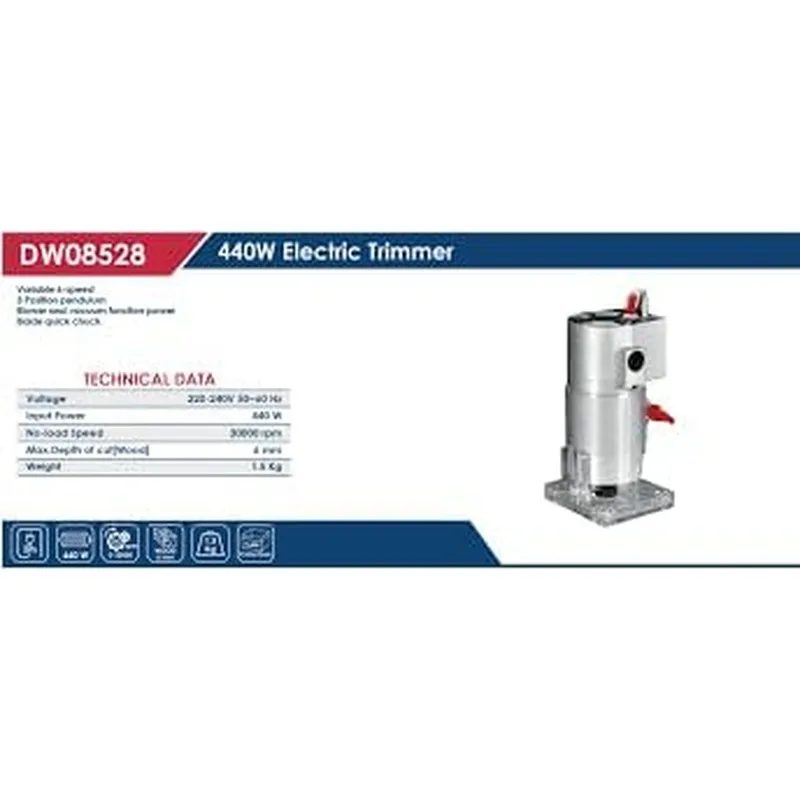 Affleureuse / défonceuse électrique DW08528 — 440 W — diamètre de base 6 mm 3